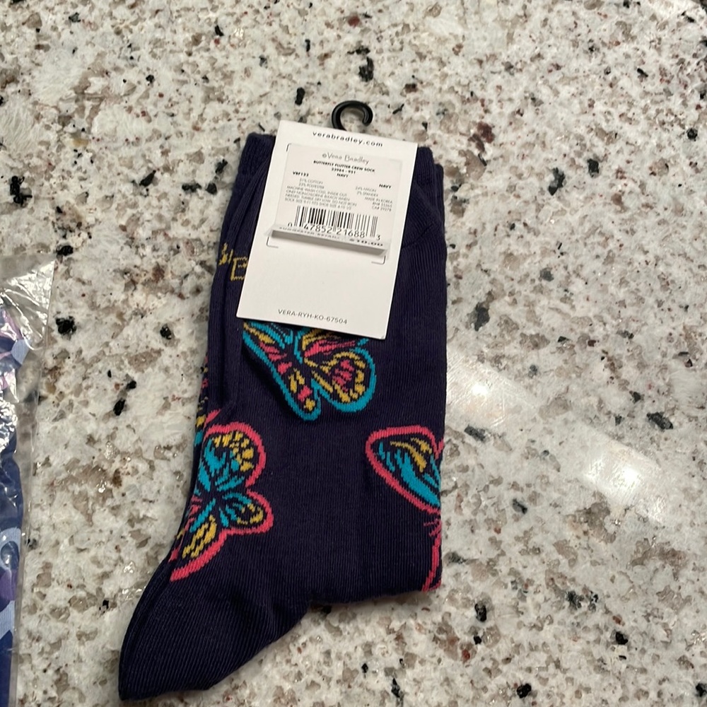 Vera Bradley butterfly flutter pattern socks NWT